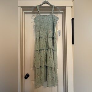 Mimi Chica Green Sundress Midi Scoop Neck